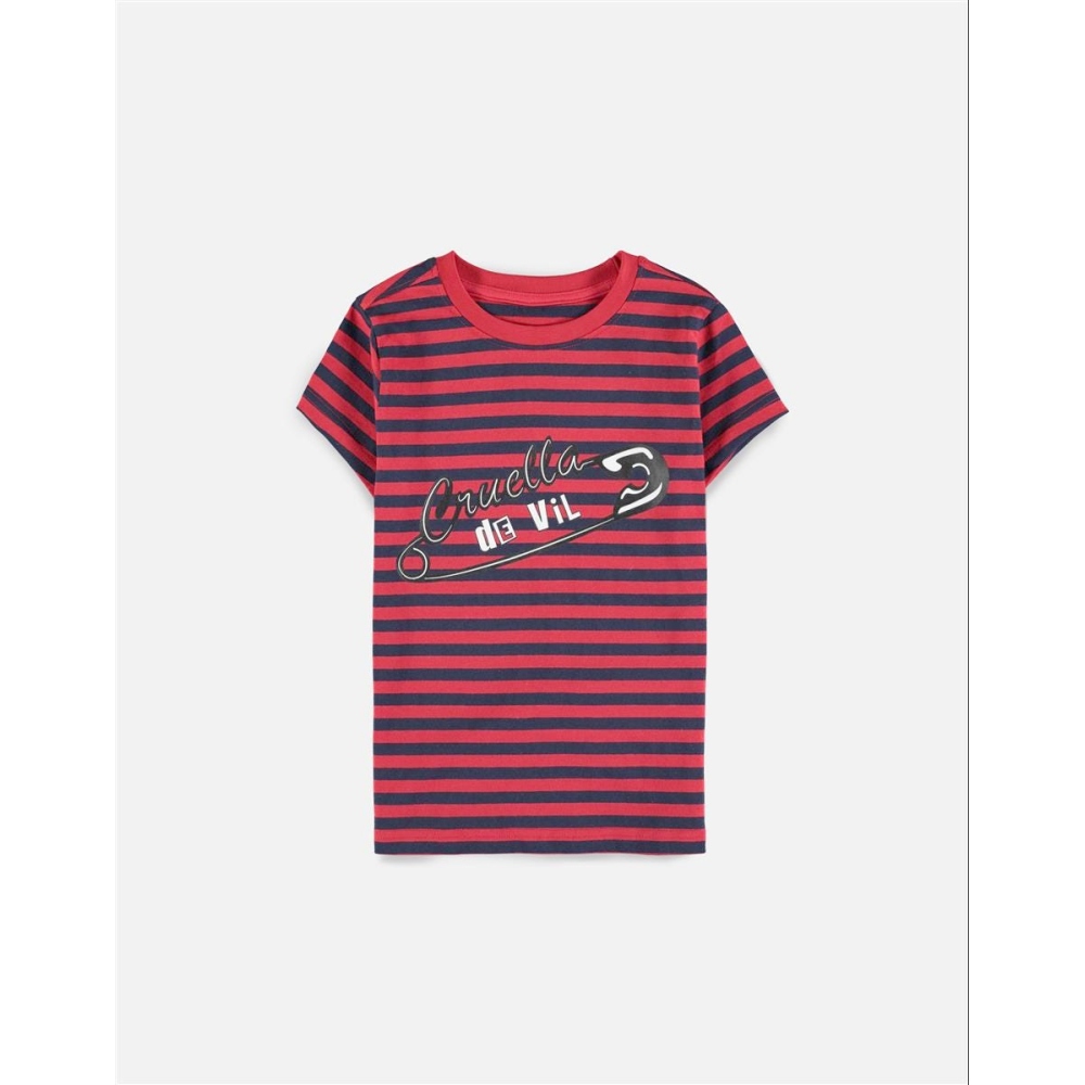 Disney Cruella - Striped Kids Tshirt - Red/Black